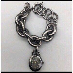 Arm Candy Charm Bracelet Watch Women Gunmetal Oval With Box
